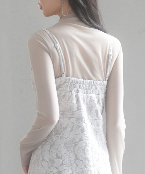 SAISON DE PAPILLON（セゾンドパピヨン）の「ジャガード生地バックスリットキャミワンピース（ワンピース・レディース・グレー/ブラック/ダークブラウン・S/M/L）」の16枚目の写真