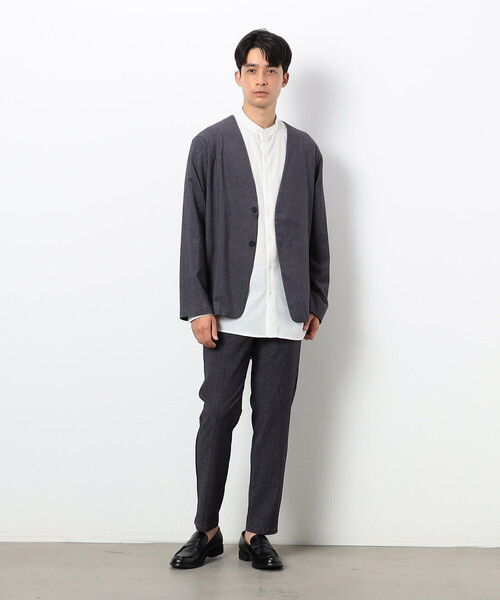 COMME CA ISM(コムサイズム)の「【セットアップ対応】 デニムライクジャージー ノーカラー ジャケット(ノーカラージャケット・メンズ・グレー/ネイビー・SMALL/MEDIUM/LARGE)」の8枚目の写真