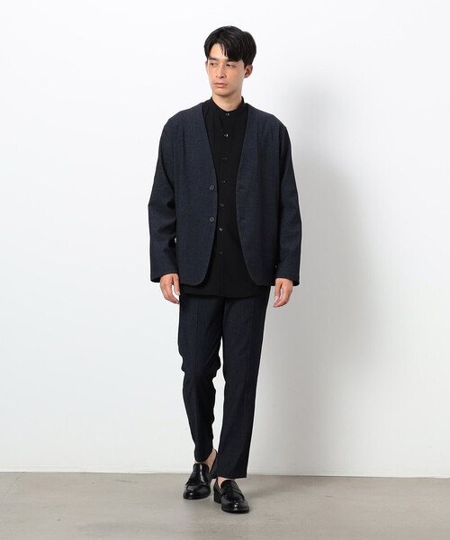 COMME CA ISM(コムサイズム)の「【セットアップ対応】 デニムライクジャージー ノーカラー ジャケット(ノーカラージャケット・メンズ・グレー/ネイビー・SMALL/MEDIUM/LARGE)」の12枚目の写真