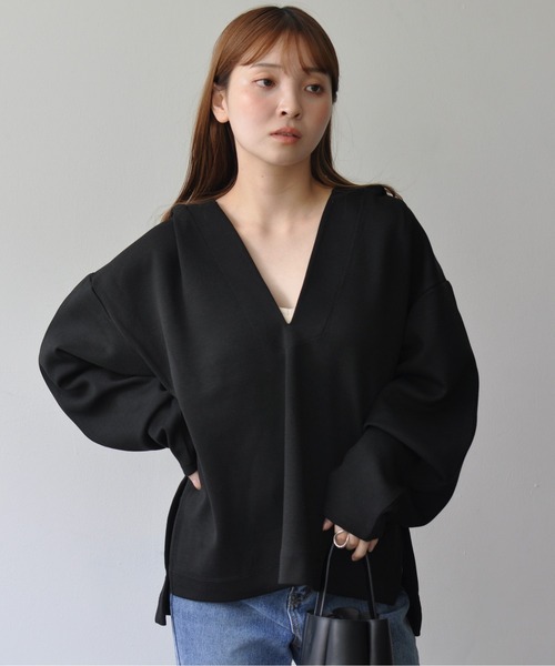 Meli rich(メリーリッチ)の「カーブスリーブフードプルオーバー(パーカー・レディース・ブラック/オフホワイト/チャコールグレー・FREE)」の9枚目の写真