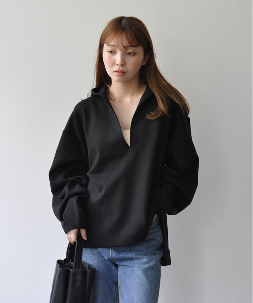 Meli rich(メリーリッチ)の「カーブスリーブフードプルオーバー(パーカー・レディース・ブラック/オフホワイト/チャコールグレー・FREE)」の10枚目の写真
