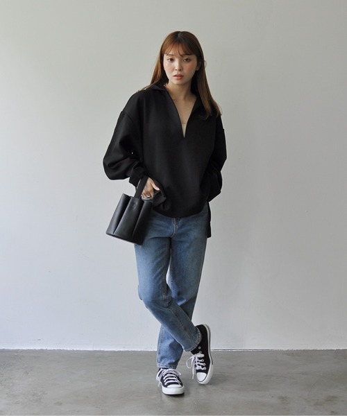 Meli rich(メリーリッチ)の「カーブスリーブフードプルオーバー(パーカー・レディース・ブラック/オフホワイト/チャコールグレー・FREE)」の16枚目の写真