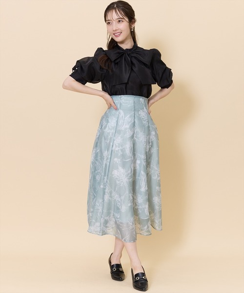 SWINGLE（スウィングル）の「オリジナルシアースモーキーフラワーフレアスカート（スカート・レディース・グリーン系その他/ブルー系その他/レッド系その他・FREE/X-SMALL）」の8枚目の写真