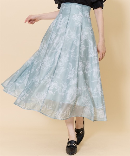 SWINGLE（スウィングル）の「オリジナルシアースモーキーフラワーフレアスカート（スカート・レディース・グリーン系その他/ブルー系その他/レッド系その他・FREE/X-SMALL）」の7枚目の写真