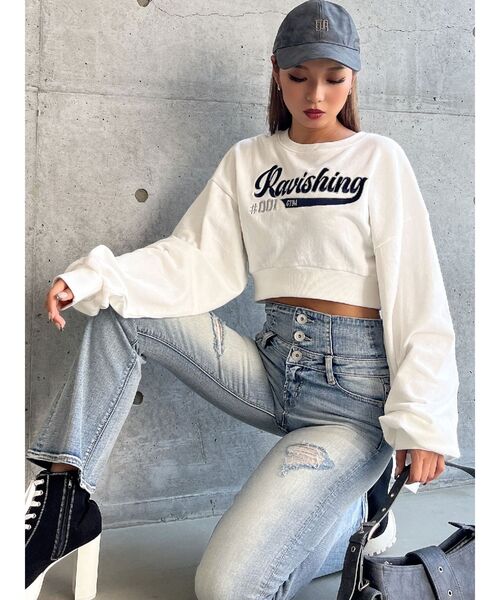 GYDA（ジェイダ）の「Ravishingショートスウェットプルオーバー（スウェット・レディース・オフホワイト/ブラック/ピンク・FREE）」の21枚目の写真