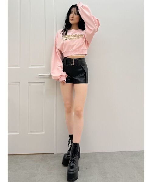 GYDA（ジェイダ）の「Ravishingショートスウェットプルオーバー（スウェット・レディース・オフホワイト/ブラック/ピンク・FREE）」の6枚目の写真