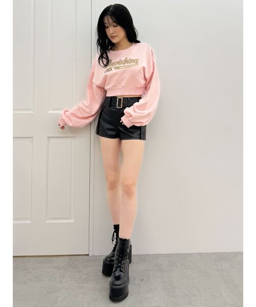 GYDA（ジェイダ）の「Ravishingショートスウェットプルオーバー（スウェット・レディース・オフホワイト/ブラック/ピンク・FREE）」の7枚目の写真