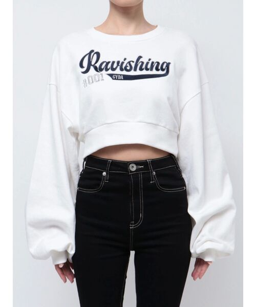 GYDA（ジェイダ）の「Ravishingショートスウェットプルオーバー（スウェット・レディース・オフホワイト/ブラック/ピンク・FREE）」の8枚目の写真