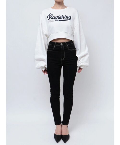 GYDA（ジェイダ）の「Ravishingショートスウェットプルオーバー（スウェット・レディース・オフホワイト/ブラック/ピンク・FREE）」の15枚目の写真