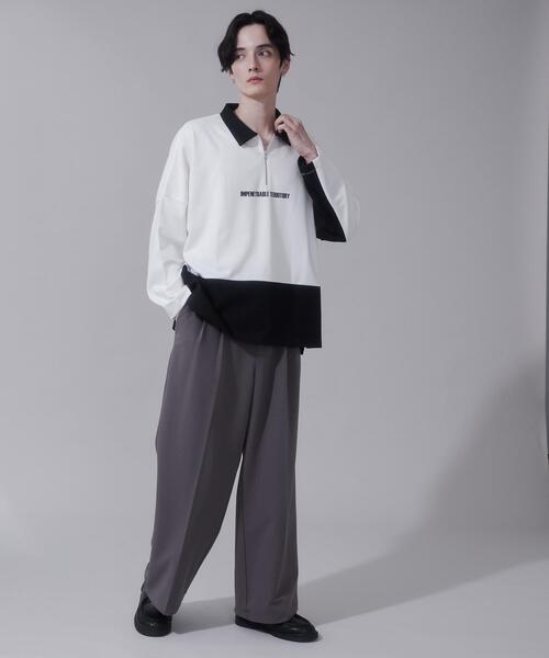 BROWNY(ブラウニー)の「BROWNY/ドルマンポンチハーフZIPT(Tシャツ/カットソー・メンズ・ホワイト/ブルー・LARGE/MEDIUM)」の3枚目の写真