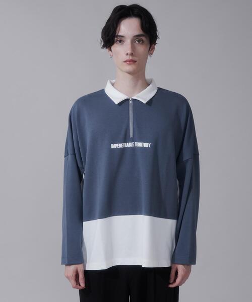 BROWNY(ブラウニー)の「BROWNY/ドルマンポンチハーフZIPT(Tシャツ/カットソー・メンズ・ホワイト/ブルー・LARGE/MEDIUM)」の12枚目の写真