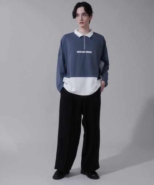 BROWNY(ブラウニー)の「BROWNY/ドルマンポンチハーフZIPT(Tシャツ/カットソー・メンズ・ホワイト/ブルー・LARGE/MEDIUM)」の15枚目の写真
