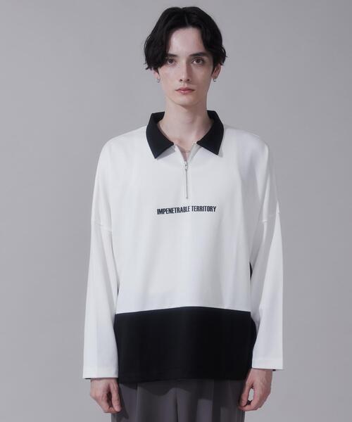 BROWNY(ブラウニー)の「BROWNY/ドルマンポンチハーフZIPT(Tシャツ/カットソー・メンズ・ホワイト/ブルー・LARGE/MEDIUM)」の5枚目の写真