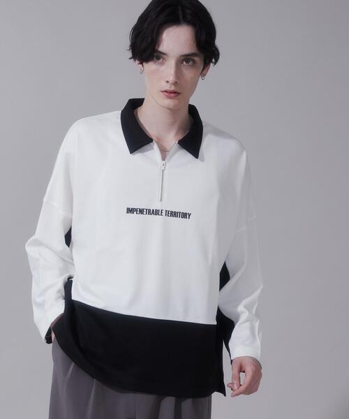 BROWNY(ブラウニー)の「BROWNY/ドルマンポンチハーフZIPT(Tシャツ/カットソー・メンズ・ホワイト/ブルー・LARGE/MEDIUM)」の6枚目の写真