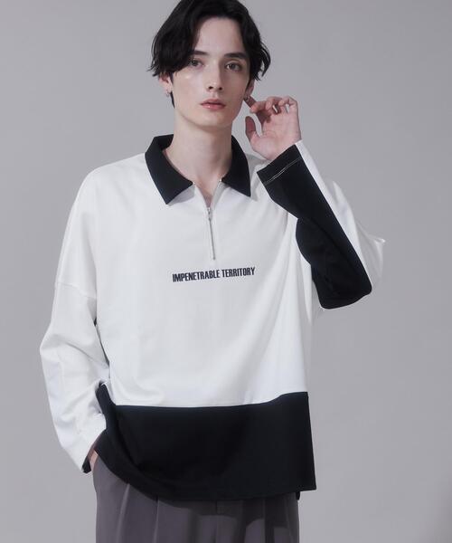 BROWNY(ブラウニー)の「BROWNY/ドルマンポンチハーフZIPT(Tシャツ/カットソー・メンズ・ホワイト/ブルー・LARGE/MEDIUM)」の7枚目の写真