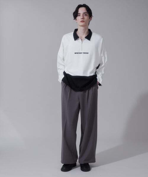 BROWNY(ブラウニー)の「BROWNY/ドルマンポンチハーフZIPT(Tシャツ/カットソー・メンズ・ホワイト/ブルー・LARGE/MEDIUM)」の8枚目の写真