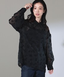 【10/2値下げ】シアーカット ジャガード ブラウス