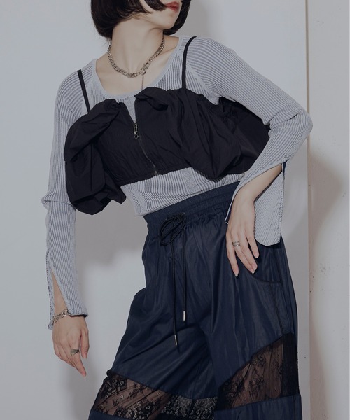 Ezick（エジック）の「Multi-fit 2way バルーンジップビスチェ（ベスト・レディース・アイボリー/ブラック・FREE）」の3枚目の写真