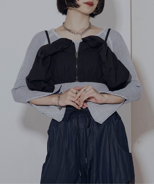 Ezick（エジック）の「Multi-fit 2way バルーンジップビスチェ（ベスト・レディース・アイボリー/ブラック・FREE）」の18枚目の写真