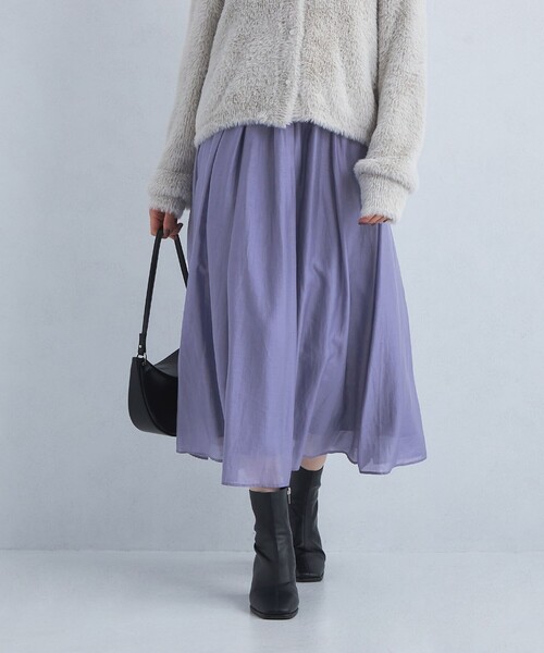 green label relaxing（グリーンレーベルリラクシング）の「シアー ギャザー スカート 3（スカート・レディース・ライトグレー/ロイヤルブルー/ダークグレー/ライラック/ケリーグリーン・FREE）」の5枚目の写真