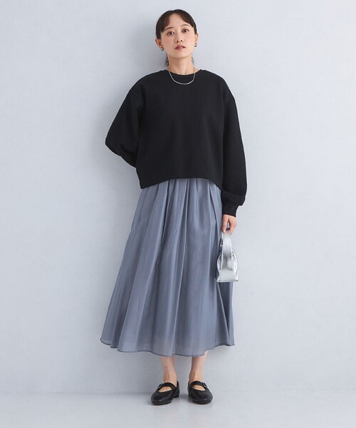 green label relaxing（グリーンレーベルリラクシング）の「シアー ギャザー スカート 3（スカート・レディース・ライトグレー/ロイヤルブルー/ダークグレー/ライラック/ケリーグリーン・FREE）」の7枚目の写真