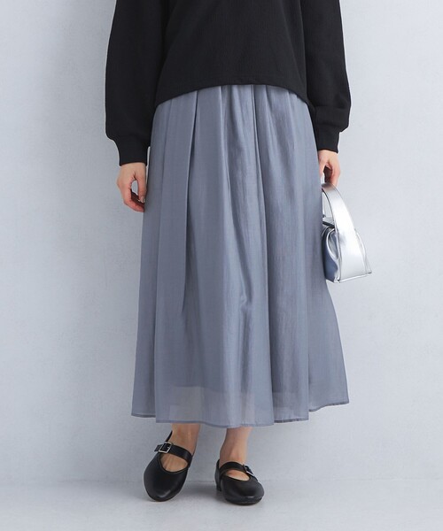 green label relaxing（グリーンレーベルリラクシング）の「シアー ギャザー スカート 3（スカート・レディース・ライトグレー/ロイヤルブルー/ダークグレー/ライラック/ケリーグリーン・FREE）」の8枚目の写真