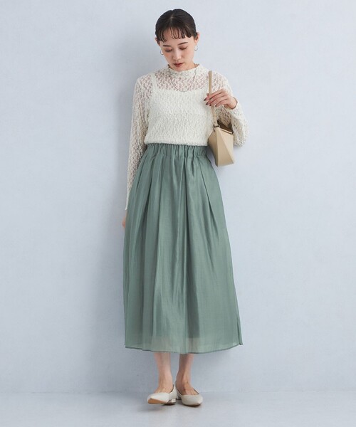 green label relaxing（グリーンレーベルリラクシング）の「シアー ギャザー スカート 3（スカート・レディース・ライトグレー/ロイヤルブルー/ダークグレー/ライラック/ケリーグリーン・FREE）」の15枚目の写真