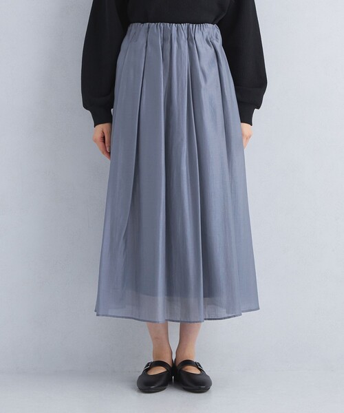 green label relaxing（グリーンレーベルリラクシング）の「シアー ギャザー スカート 3（スカート・レディース・ライトグレー/ロイヤルブルー/ダークグレー/ライラック/ケリーグリーン・FREE）」の18枚目の写真