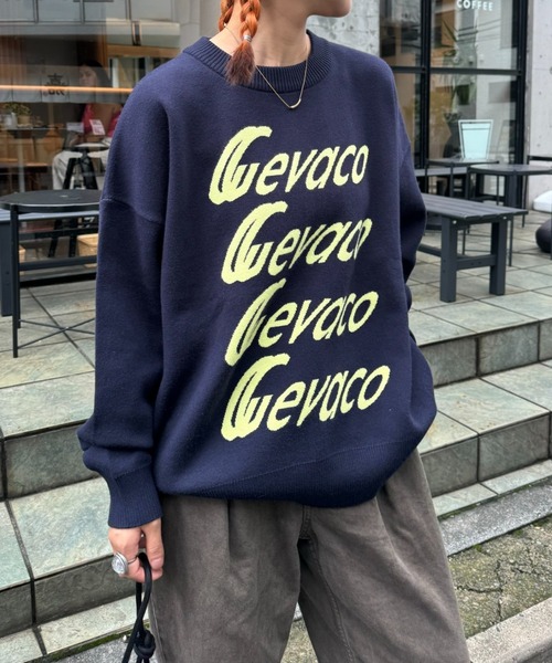 GEVACO(ゲバコ)の「【GEVACO/ゲバコ】スポーティーロゴジャガードプルオーバーニット(ニット/セーター・メンズ・ネイビー/ベージュ系その他/グレー・SMALL/MEDIUM/LARGE)」の5枚目の写真