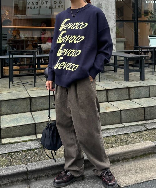 GEVACO(ゲバコ)の「【GEVACO/ゲバコ】スポーティーロゴジャガードプルオーバーニット(ニット/セーター・メンズ・ネイビー/ベージュ系その他/グレー・SMALL/MEDIUM/LARGE)」の11枚目の写真