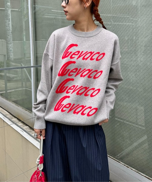 GEVACO(ゲバコ)の「【GEVACO/ゲバコ】スポーティーロゴジャガードプルオーバーニット(ニット/セーター・メンズ・ネイビー/ベージュ系その他/グレー・SMALL/MEDIUM/LARGE)」の16枚目の写真