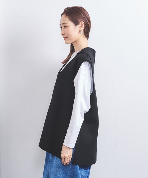 PROTAGONISTA（プロタゴニスタ）の「【別注】＜PROTAGONISTA＞セーラーカラー ノースリーブ トップス/ベスト（ベスト・レディース・ブラック・FREE）」の7枚目の写真