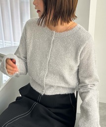 ラメフェザーコンパクトニットカーディガン
