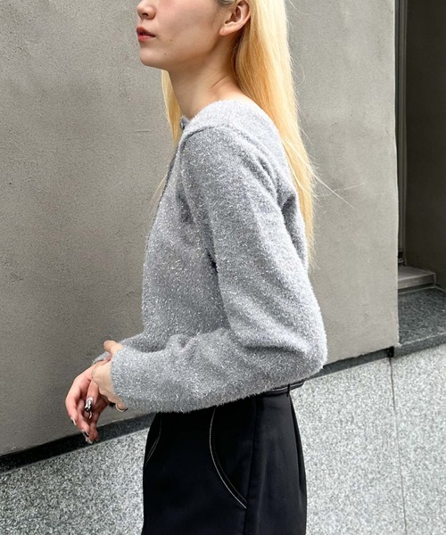 archives(アルシーヴ)の「ラメフェザーコンパクトニットカーディガン(ニット/セーター・レディース・ブルー/ブルーグレー/オレンジ/シルバーグレー・MEDIUM)」の19枚目の写真