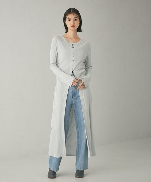 EMMEL REFINES（エメルリファインズ）の「＜EMMEL REFINES＞EM テレコ カーディガン ワンピース（ワンピース・レディース・ネイビー/ライトブルー・FREE）」の3枚目の写真