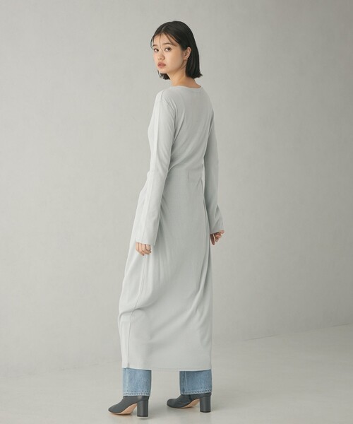 EMMEL REFINES（エメルリファインズ）の「＜EMMEL REFINES＞EM テレコ カーディガン ワンピース（ワンピース・レディース・ネイビー/ライトブルー・FREE）」の4枚目の写真