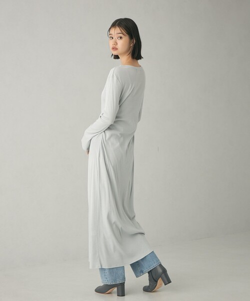 EMMEL REFINES（エメルリファインズ）の「＜EMMEL REFINES＞EM テレコ カーディガン ワンピース（ワンピース・レディース・ネイビー/ライトブルー・FREE）」の6枚目の写真