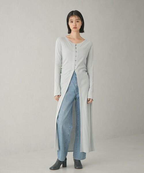 EMMEL REFINES（エメルリファインズ）の「＜EMMEL REFINES＞EM テレコ カーディガン ワンピース（ワンピース・レディース・ネイビー/ライトブルー・FREE）」の7枚目の写真