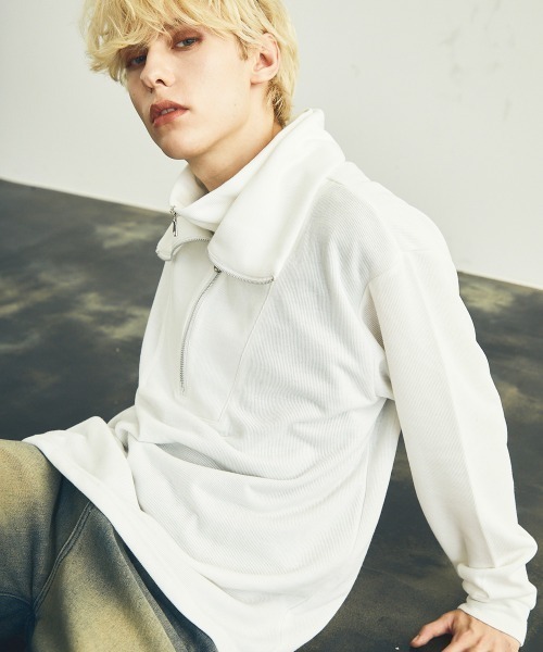 セール】ダブルハーフジップハイネックトップス（Tシャツ/カットソー