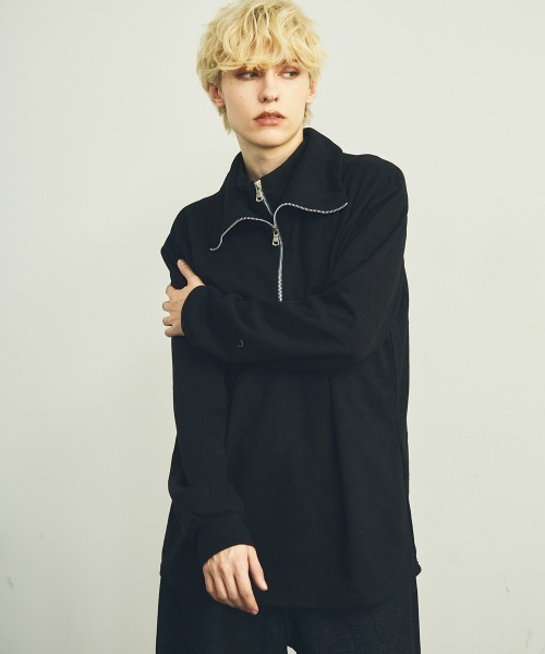 セール】ダブルハーフジップハイネックトップス（Tシャツ/カットソー
