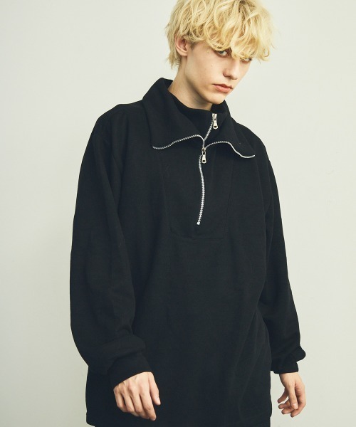 JeanPaulGaultier ブラック ハイネック ジッパー付き トップス セール】ダブルハーフジップハイネックトップス（Tシャツ/カットソー