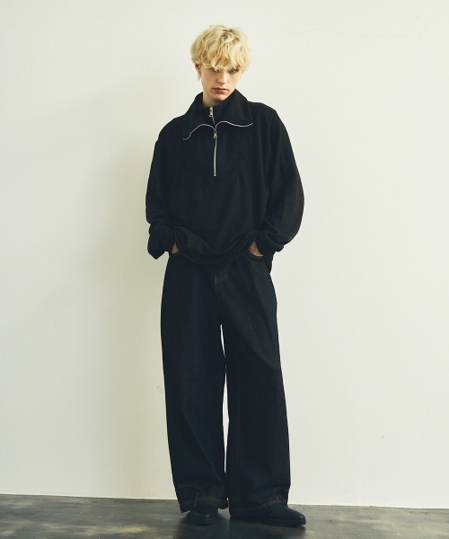 セール】ダブルハーフジップハイネックトップス（Tシャツ/カットソー