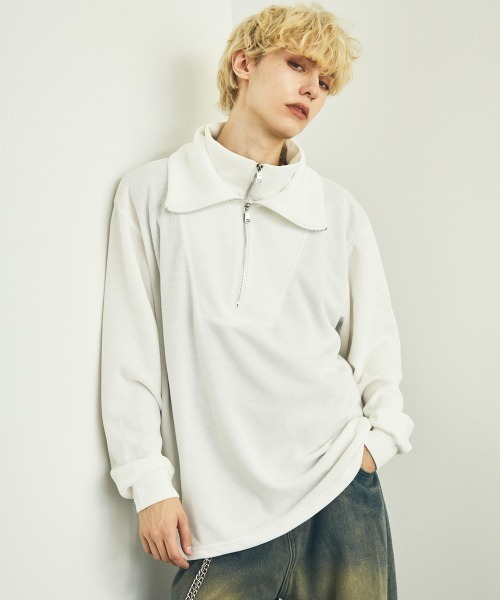 セール】ダブルハーフジップハイネックトップス（Tシャツ/カットソー