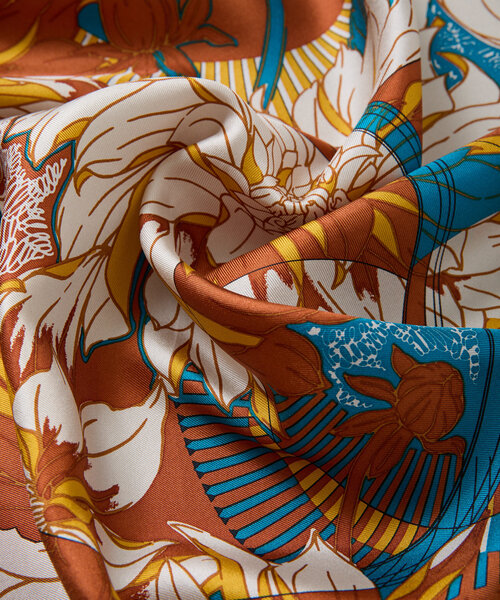 manipuri/花柄シルクスカーフ