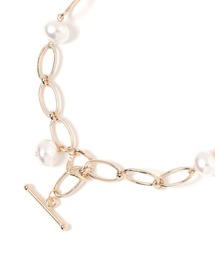 メタルチェーンパールマンテルネックレス