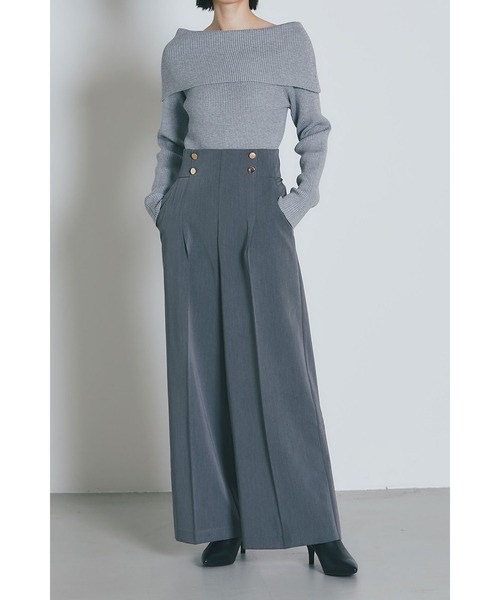 釦デザインハイウエストタックパンツ（スラックス）｜&. NOSTALGIA（アンドドットノスタルジア）