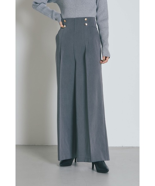 &. NOSTALGIA（アンドドットノスタルジア）の「釦デザインハイウエストタックパンツ（スラックス・レディース・グレー/ブラック・S/M）」の6枚目の写真