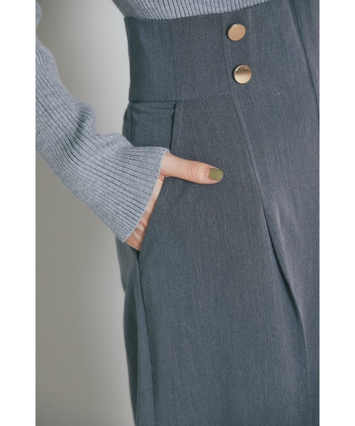&. NOSTALGIA（アンドドットノスタルジア）の「釦デザインハイウエストタックパンツ（スラックス・レディース・グレー/ブラック・S/M）」の8枚目の写真
