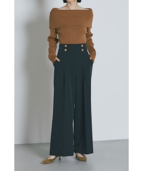 &. NOSTALGIA（アンドドットノスタルジア）の「釦デザインハイウエストタックパンツ（スラックス・レディース・グレー/ブラック・S/M）」の12枚目の写真