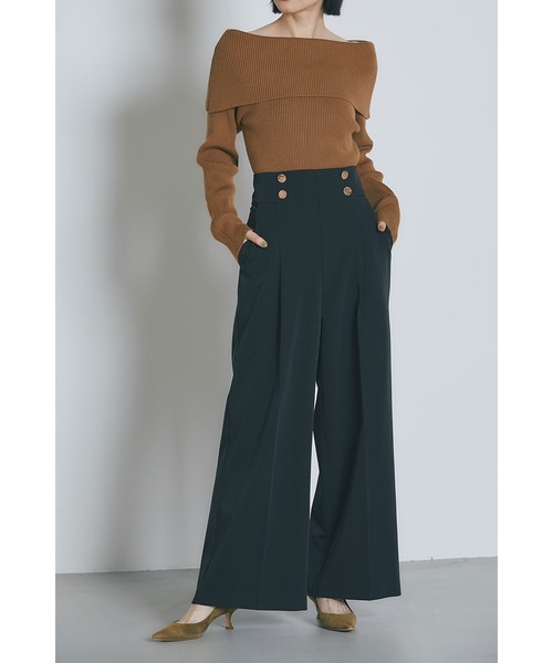 &. NOSTALGIA（アンドドットノスタルジア）の「釦デザインハイウエストタックパンツ（スラックス・レディース・グレー/ブラック・S/M）」の13枚目の写真